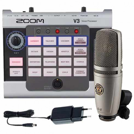 Zoom V3 vocal processore voce + JS-1E microfono da studio + AD-16